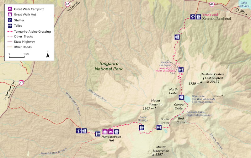 Tongariro Crossing Map